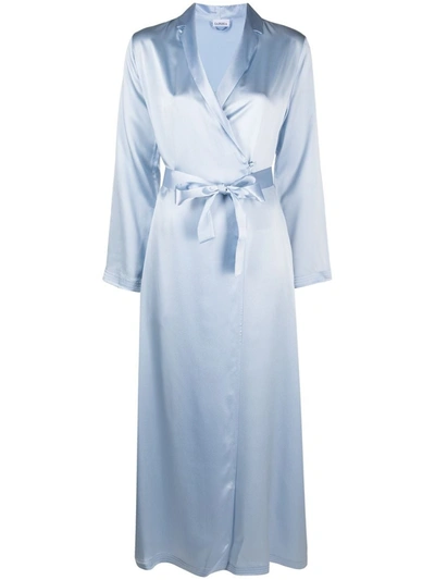 Shop La Perla Blue Tied Waist Silk Robe