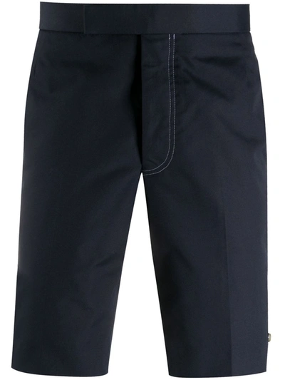 Shop Thom Browne Blue Cotton-blend Slim Chino Shorts