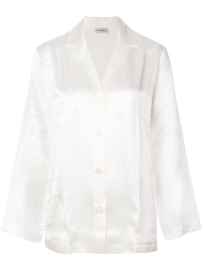 Shop La Perla White Silk Pyjama Set