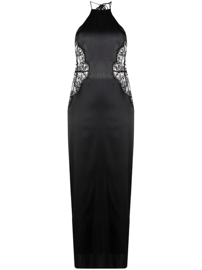 Shop La Perla Black Silk Lace-detail Nightdress