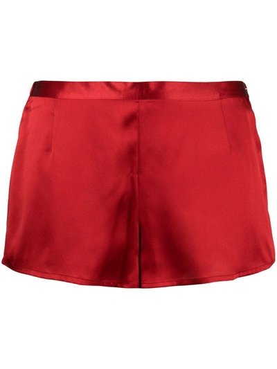 Shop La Perla Red Silk Sleep Shorts