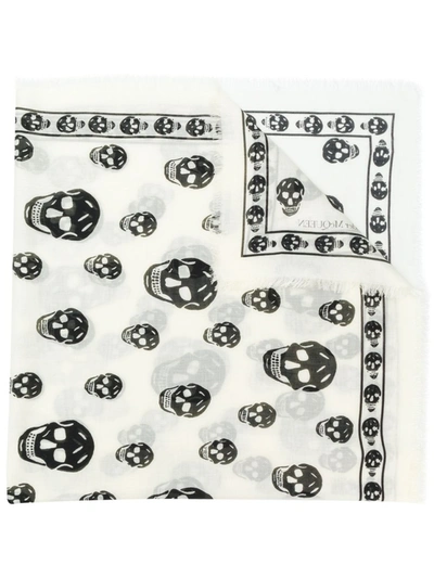 Shop Alexander Mcqueen Iconic White And Black Scarf