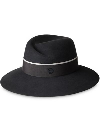 Shop Maison Michel Storm-black Wool Felt Virginie Fedora Hat