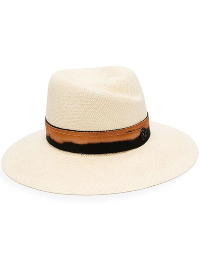Shop Maison Michel Ivory Straw Virginie Fedora Hat In Neutrals