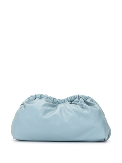 Shop Mansur Gavriel Terme Blue Lambskin Cloud Leather Clutch Bag