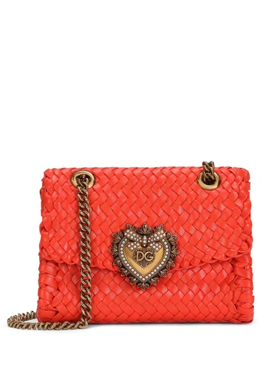Shop Dolce & Gabbana Red Lambskin Devotion Crossbody Bag