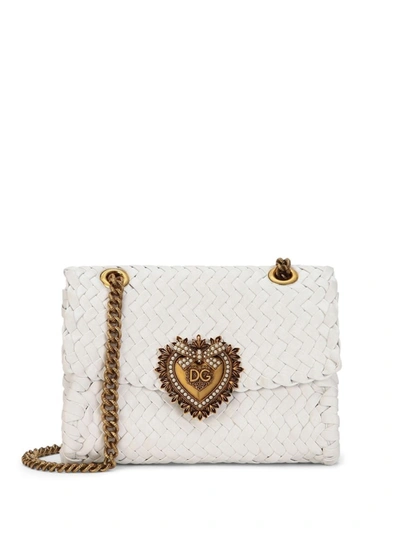 Shop Dolce & Gabbana White Lambskin Devotion Crossbody Bag