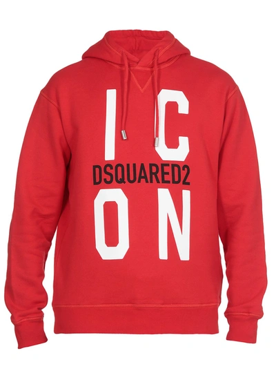 Shop Dsquared2 Icon Hooded Sweatshirt In Red