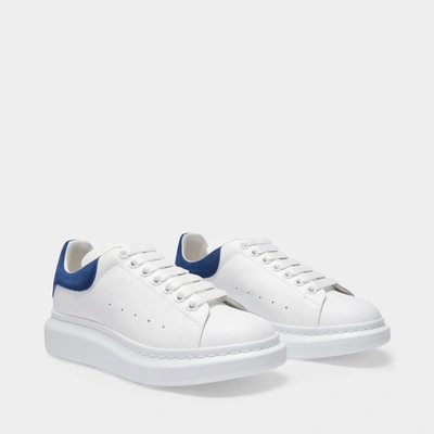 Alexander Mcqueen White And Blue Embossed Classic Sneakers In Multicoloured