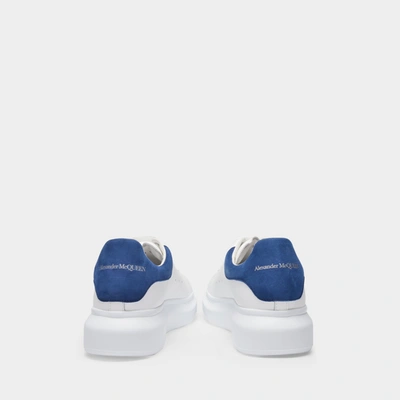 Alexander Mcqueen White And Blue Embossed Classic Sneakers In Multicoloured