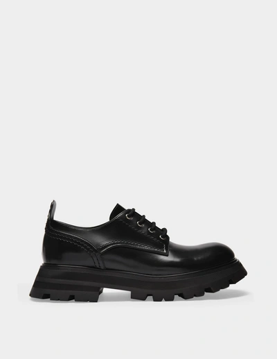 Shop Alexander Mcqueen Derby Flat Shoes In Black
