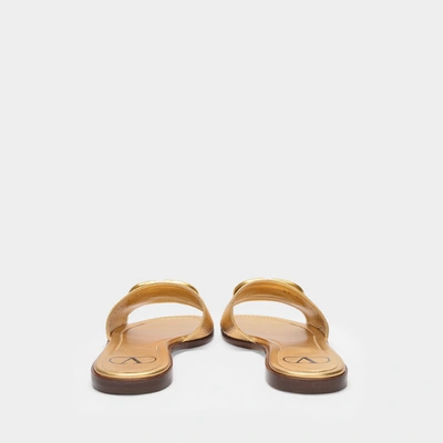 Shop Valentino Vlogo Slides In Metallic