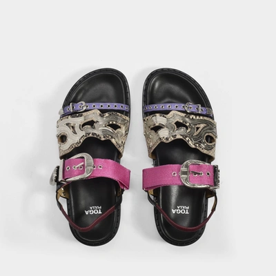 Toga Multiple Straps Slingback Sandals In Black