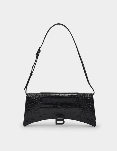 Shop Balenciaga Hourglass Sling Bag In Black