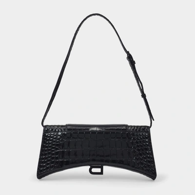 Shop Balenciaga Hourglass Sling Bag In Black