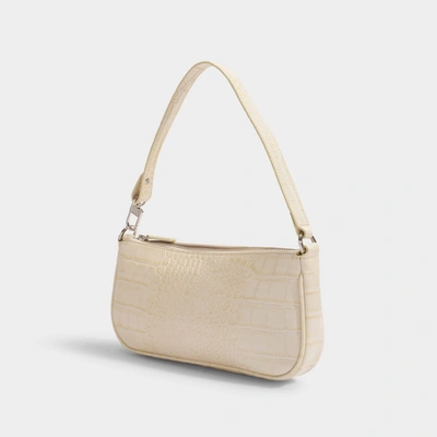 By Far Rachel Hobo Bag -  - Cream - Croc Embossed Leather In Beige