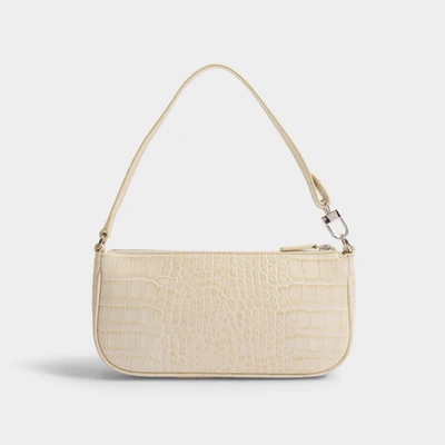 By Far Rachel Hobo Bag -  - Cream - Croc Embossed Leather In Beige