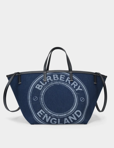 Shop Burberry Mini Beach Tote Bag In Blue