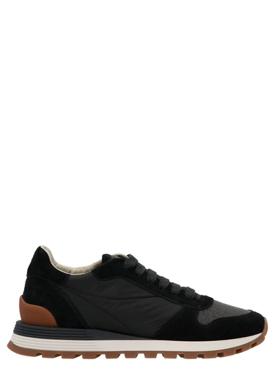 Shop Brunello Cucinelli Women's Black Leather Sneakers
