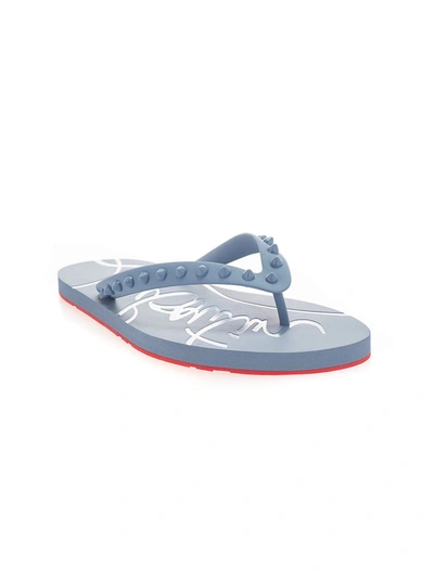 Shop Christian Louboutin Men's Light Blue Pvc Flip Flops