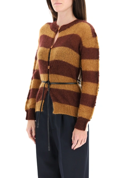 Shop Marni Striped Cardigan In Wool And Mohair In Mixed Colours