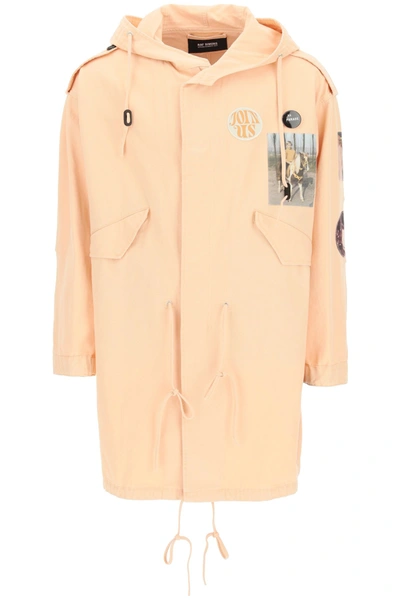 Shop Raf Simons Cotton Parka With Patch In Pink