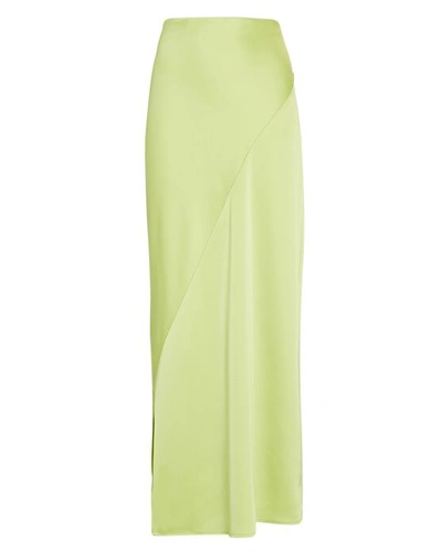 Shop Paris Georgia Sateen Midi Slip Skirt In Light Green