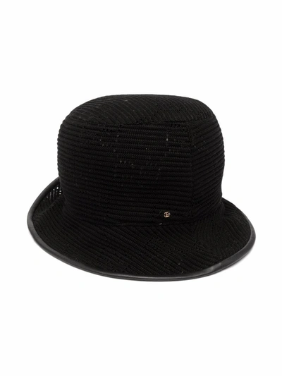 Shop Gucci Gg Cable-knit Fedora Hat In Schwarz