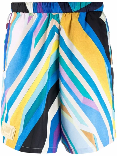 Formy Studio Stripe-print High-waisted Shorts In Blau