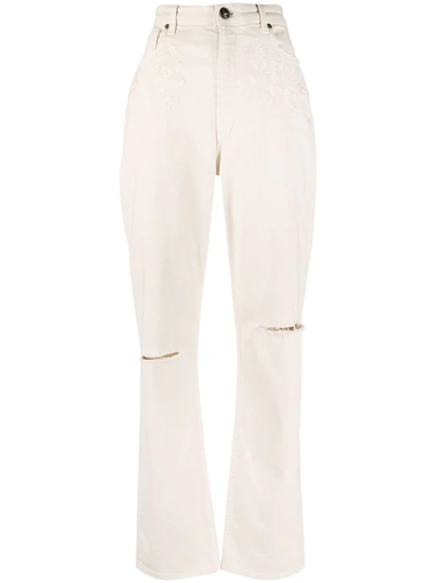 Shop Etro High-waisted Straight Leg Jeans In Nude