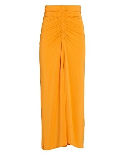Shop A.l.c Aurelie Ruched Midi Skirt In Orange