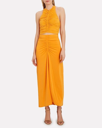 Shop A.l.c Aurelie Ruched Midi Skirt In Orange