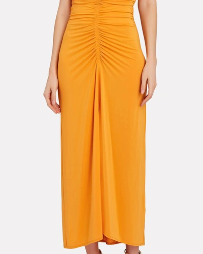 Shop A.l.c Aurelie Ruched Midi Skirt In Orange
