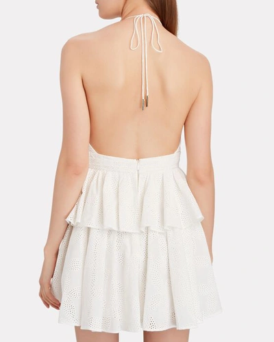 Shop Acler Klara Tiered Mini Halter Dress In Ivory