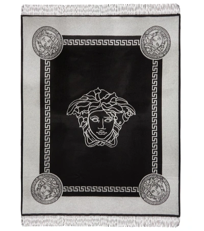 Shop Versace Greca Key And Medusa Blanket In Black