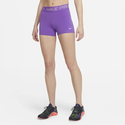 Shop Nike Pro Women's 3" Shorts In Wild Berry,white
