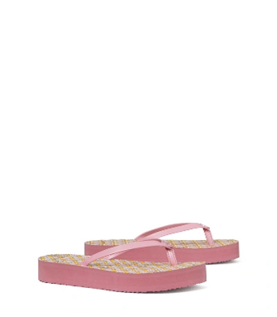 Shop Tory Burch Flatform Flip-flop In Blushing / Pink Caning Logo Geo