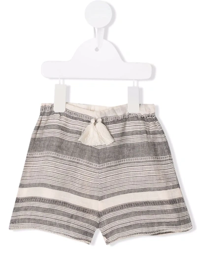 Shop Opililai Striped Tassel-embellished Shorts In Neutrals