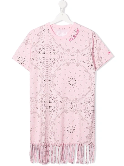 Shop Mc2 Saint Barth Teen Bandana-print Cotton Dress In Pink