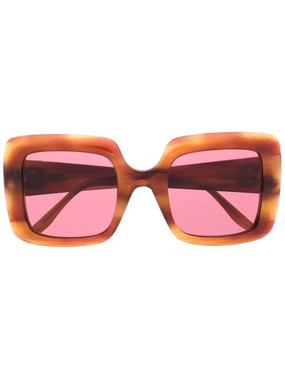 Shop Gucci Interlocking Gg Logo Sunglasses In Brown