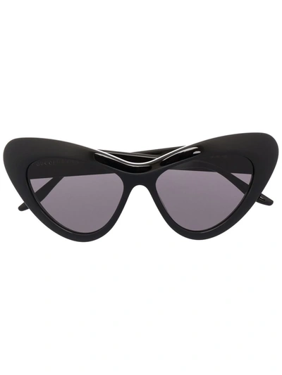 Shop Gucci Interlocking G Cat-eye Sunglasses In Black