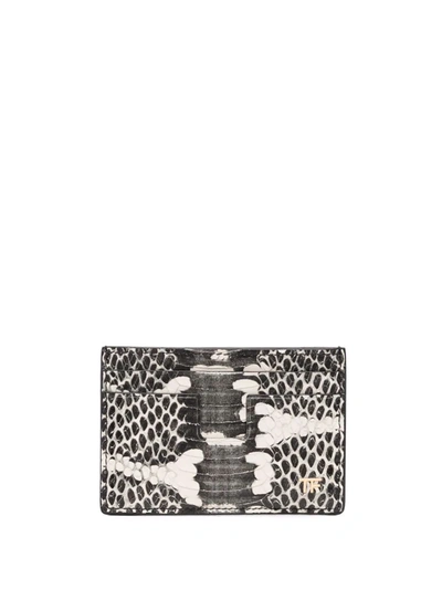 Shop Tom Ford Snakeskin-effect Wallet In Grey