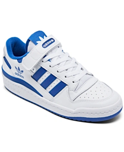 Shop Adidas Originals Big Kids Forum Low Casual Sneakers From Finish Line In White, Royal Blue