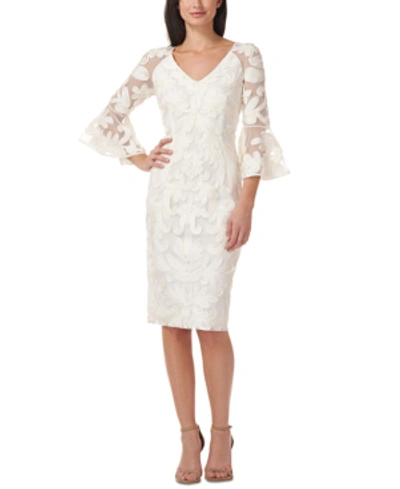 Shop Js Collections Soutache-trim Bell-sleeve Dress In White
