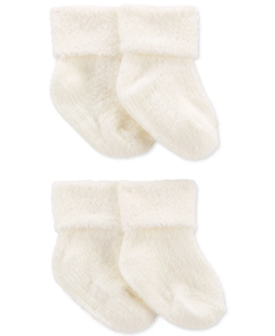 Shop Carter's Baby Boys Or Baby Girls Fold Over Cuff Booties, Pack Of 4 In White