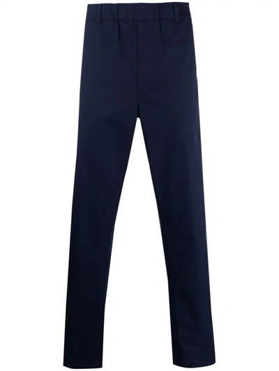 Shop Aspesi Straight-leg Elasticated Trousers In Blau