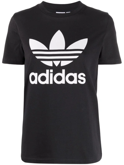 Shop Adidas Originals Logo-print T-shirt In Schwarz