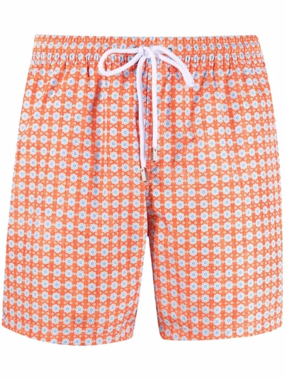 Shop Barba Floral-print Swim Shorts In Orange