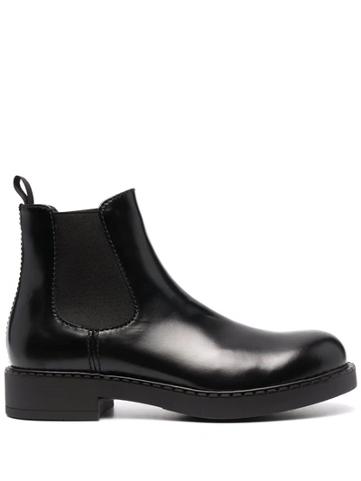 Shop Prada Brushed-finish Chelsea Boots In Schwarz