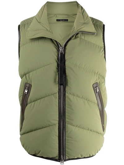 Shop Tom Ford Padded Down Gilet In Grün